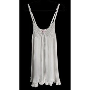 Oscar de la Renta Pink Label Babydoll Night Gown Sz S Ruffle Slip Floral Mesh